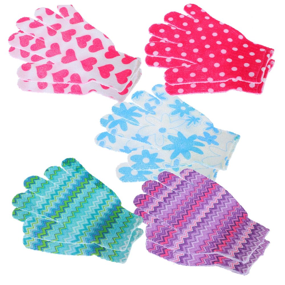 COOLHIYA 10Pcs Five-finger Shower Gloves for Deep Cleaning and Back Scrubbing Soft Nylon Bath Scrubber with Mixed Colors for Skin Exfoliation and Improved Circulation