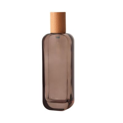 120ML/4OZ Clear Amber Glass Lotion Bottles with Pump Head Travel Refillable Cosmetic Storage Container Vial with Wood Lid for Toiletries & Essential Oil
