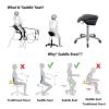 Saddle Stool,Ergonomic Saddle Chair with Pulleys,360 Rotating and Lifting Salon Chair,for Home Office Barber Shop(Green) view 3