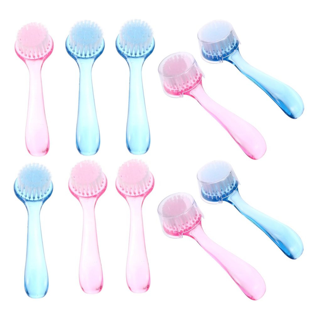 COOLHIYA 10pcs Handle Grip Nail Brush for Fingernail and Foot Cleaning Long Handle Plastic Scrub Brushes for Manicure Pedicure Kitchen Bathroom and Home Use