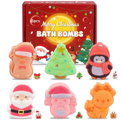 NIGOWAYS Christmas Bath Bombs - 6 PCS Bubbles Bath for Kids/Woman,Santa Claus,Reindeer, Penguins Shapes Bath Salts,Bath Bomb Gifts for Christmas,Birthday,Party Favor