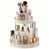 2 tier Makeup Organizer Countertop,360 Rotating Makeup Organizer for Skincare, Lipstick and Perfumes,Multi-function Cosmetic Display Cases for Vanity,Bathroom,White view 1