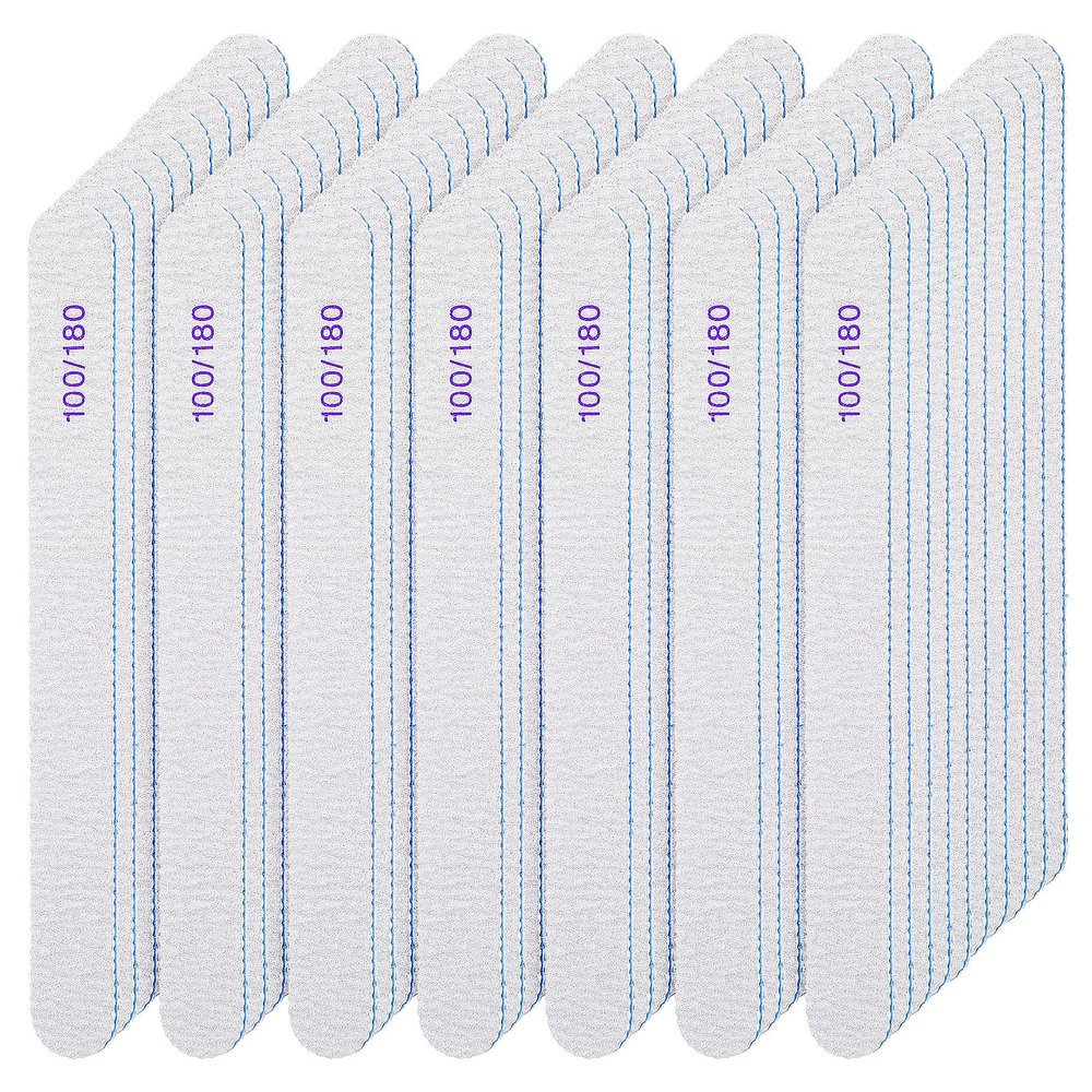 200 Pcs Nail Files 100/180 Grit Double Sides Emery Boards Reusable Nail Files for Acrylic Fingernails Professional Manicure Tools for Natural Acrylic Fingernail Home and Salon Supplies
