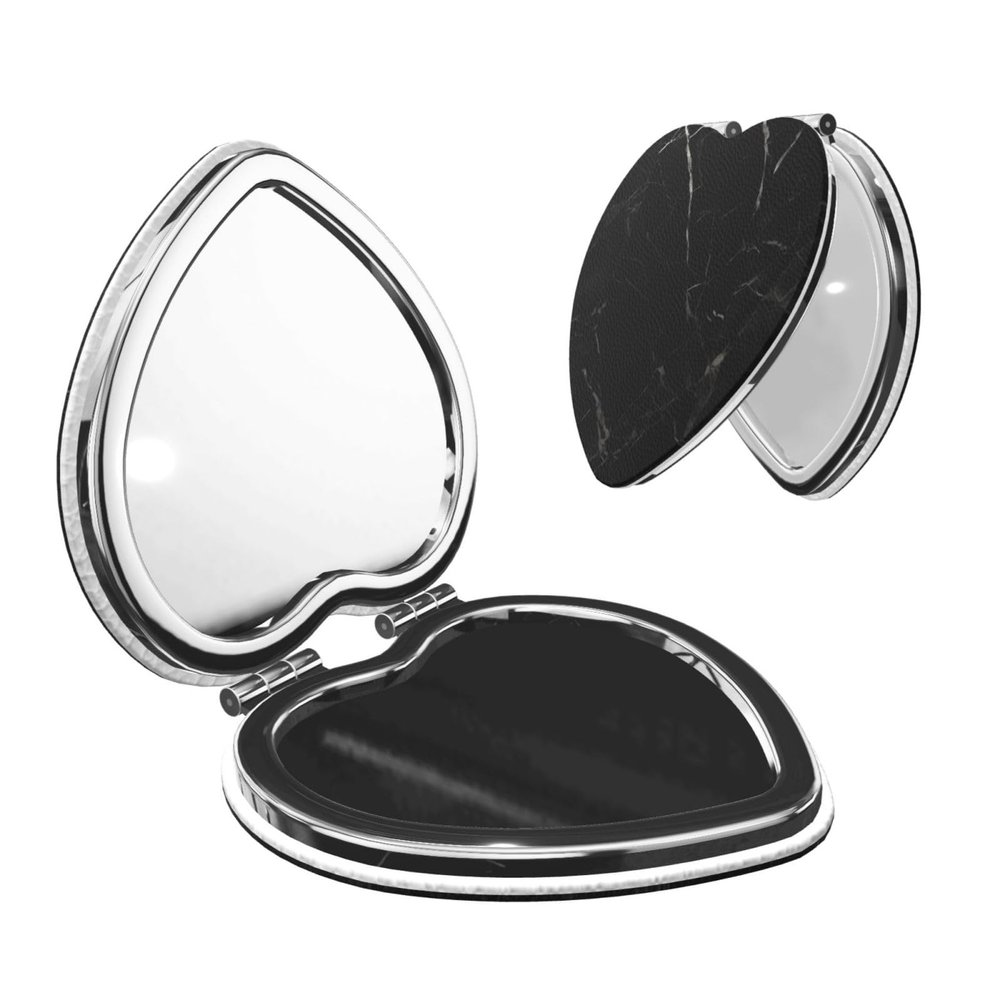 NBSKSDLK Black Marble Compact Mirror for Purse, 1x/2x Magnifying Double-Sided Cosmetic Mirror Portable Travel Mirror for Beauty, Foldable, Handheld Vanity Mirror for Women Gift