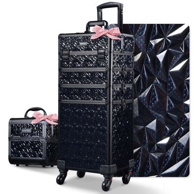 BYOOTIQUE Makeup Train Case Kit with Cube Case Cosmetic Organizer Mermaid Black