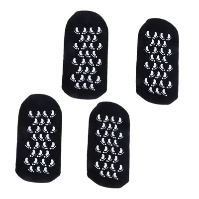 ETHZZLE 4pcs Black Moisturizing Gel Socks for Foot and Spa Care Non-Slip Grip Design Hydrating Treatment for Dry Feet for Long Standing and High Heel Wearers