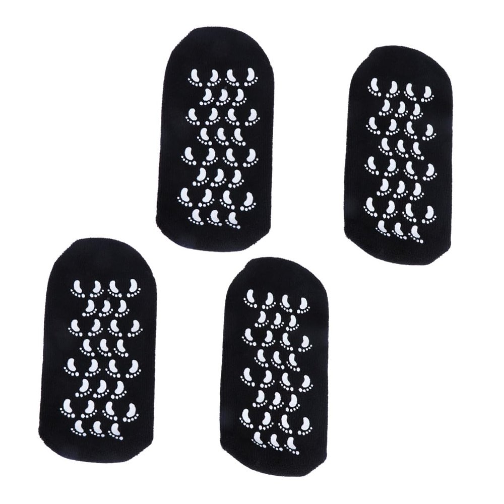ETHZZLE 4pcs Black Moisturizing Gel Socks for Foot and Spa Care Non-Slip Grip Design Hydrating Treatment for Dry Feet for Long Standing and High Heel Wearers