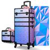 BYOOTIQUE Makeup Train Case Kit with Cube Case Cosmetic Organizer Mermaid Purple view 1