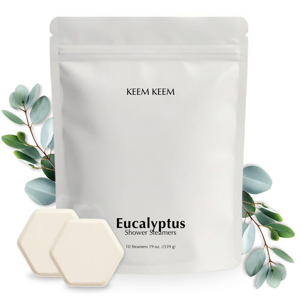 Eucalyptus Shower Steamers Pure Aromatherapy for Invigoration & Sinus Relief - Keem Keem Shower Melts (10 Pack)