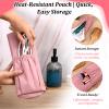 Gsbnjuy Hot Iron Holder Hot Tools Organizer Heat Resistant Mat Case Portable Hair Styling Tools Cover Pouch Hair Straightener Travel Bag with Zip for Curling Flat Iron Home Travel Pink view 3