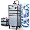 BYOOTIQUE Makeup Train Case Kit with Cube Case Cosmetic Organizer Mermaid Silver view 1