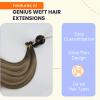 Full Shine Hand Tied Weft Hair Extensions Human Hair, 18 Inch 100G, Genius Weft Hair Extensions, Color Medium Brown Fading To Honey Blonde Highlight Medium Brown, Hair Extensions Sew In, Add Volume view 3