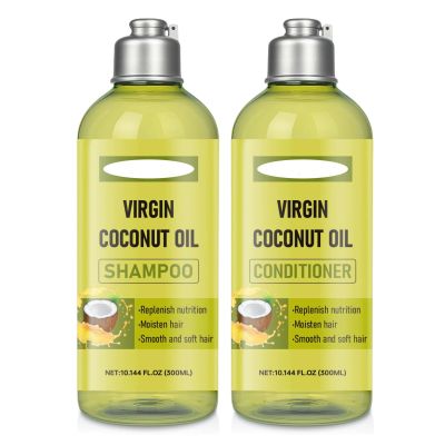 Coconut Oil Shampoo and Conditioner Set, Nourishing & Softening Hair Care for Men & Women, Deep Hair Repair & Long-Lasting Shine Hydration Hair Kit to Dry, Frizzy, Damaged Hair, 300ML