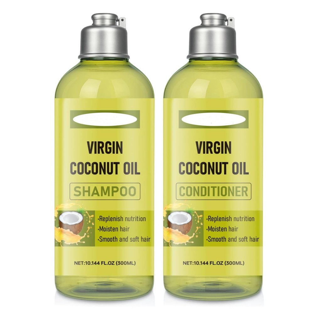 Coconut Oil Shampoo and Conditioner Set, Nourishing & Softening Hair Care for Men & Women, Deep Hair Repair & Long-Lasting Shine Hydration Hair Kit to Dry, Frizzy, Damaged Hair, 300ML