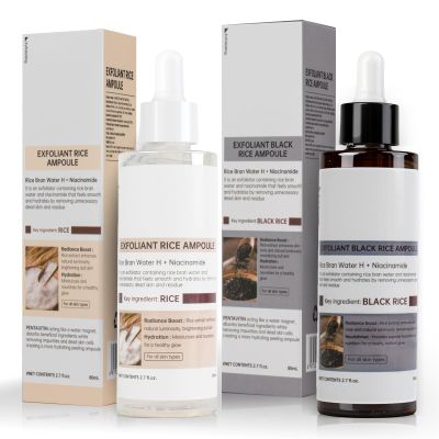2 Pack Rice Peel Shot Glow Ampoule Duo Black & White Rice Peel Shot Face Body Exfoliant Scrub Dull Skin Brightener Dead Skin Remover 2.7 fl.Oz Each