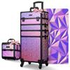 BYOOTIQUE Makeup Train Case Kit with Cube Case Cosmetic Organizer Mermaid Pink view 1