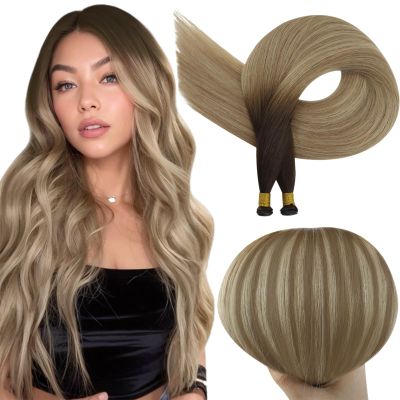 Full Shine Genius Weft Hair Extensions Real Human Hair, 18 Inch 100G, Color Olive Brown to Ash Brown Highlight, Hand Tied Human Hair Extensions, Sew In Hair Extensions, Silky Hair