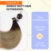 Full Shine Genius Weft Hair Extensions Real Human Hair, 18 Inch 100G, Color Olive Brown to Ash Brown Highlight, Hand Tied Human Hair Extensions, Sew In Hair Extensions, Silky Hair view 3