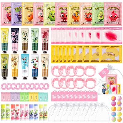110PCS Spa Party Supplies for Girls, Spa Party Favors Include Lip Balm, Lip Mask,Foot Bath Bombs, Face Masks Skincare For Girls, Spa Birthday Sleepover Party Stocking Stuffers for Teens & Women