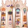 10 Halloween cartoon tattoo stickers, cute mini images of witches, pumpkins, cats, spiders, ghosts, suitable for filling gifts for boys and girls' birthday parties view 3