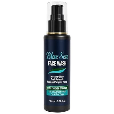 Blue Sea Face Wash-100ml | Instant Glow & Refreshing Feel | Reduces Pimples & Acne | Enriched with Ocean Essence | Paraben-Free, Gentle Formula for All Skin Types | Deep Cleansing