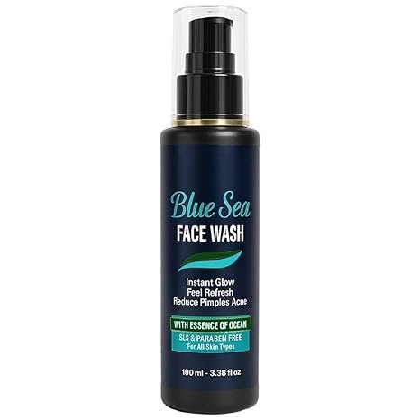 Blue Sea Face Wash-100ml | Instant Glow & Refreshing Feel | Reduces Pimples & Acne | Enriched with Ocean Essence | Paraben-Free, Gentle Formula for All Skin Types | Deep Cleansing