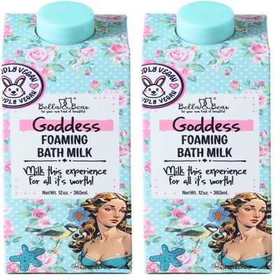 Bella & Bear Goddess Foaming Bath Milk - Gift for Women - Teens - Tweens - Vegan 12 oz (Pack of 2)