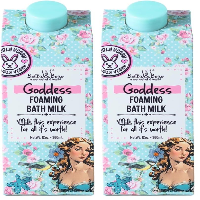 Bella & Bear Goddess Foaming Bath Milk - Gift for Women - Teens - Tweens - Vegan 12 oz (Pack of 2)