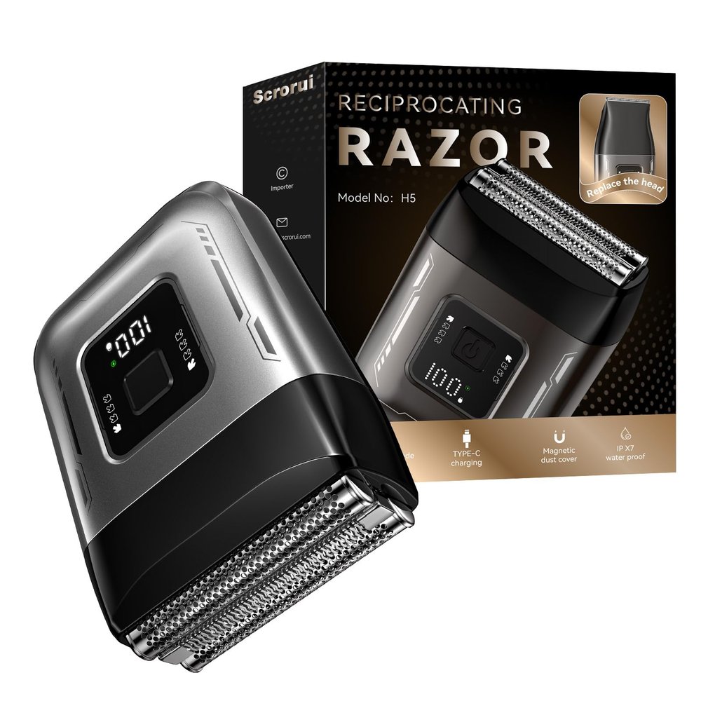 Foil Shaver for Men Scrorui Cordless Electric Razor with High-Speed Dual Blades, Rechargeable USB-C, IPX6 Waterproof & Travel-Friendly