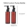 2PCS 100ml/3.4oz Empty Refillable Amber Frosted Glass Lotion Pump Press Bottles Soap Dispensers Containers Jars with Black Pumps for Lotion Liquid Makeup Removel Oil Shampoo (Pack of 2) view 2