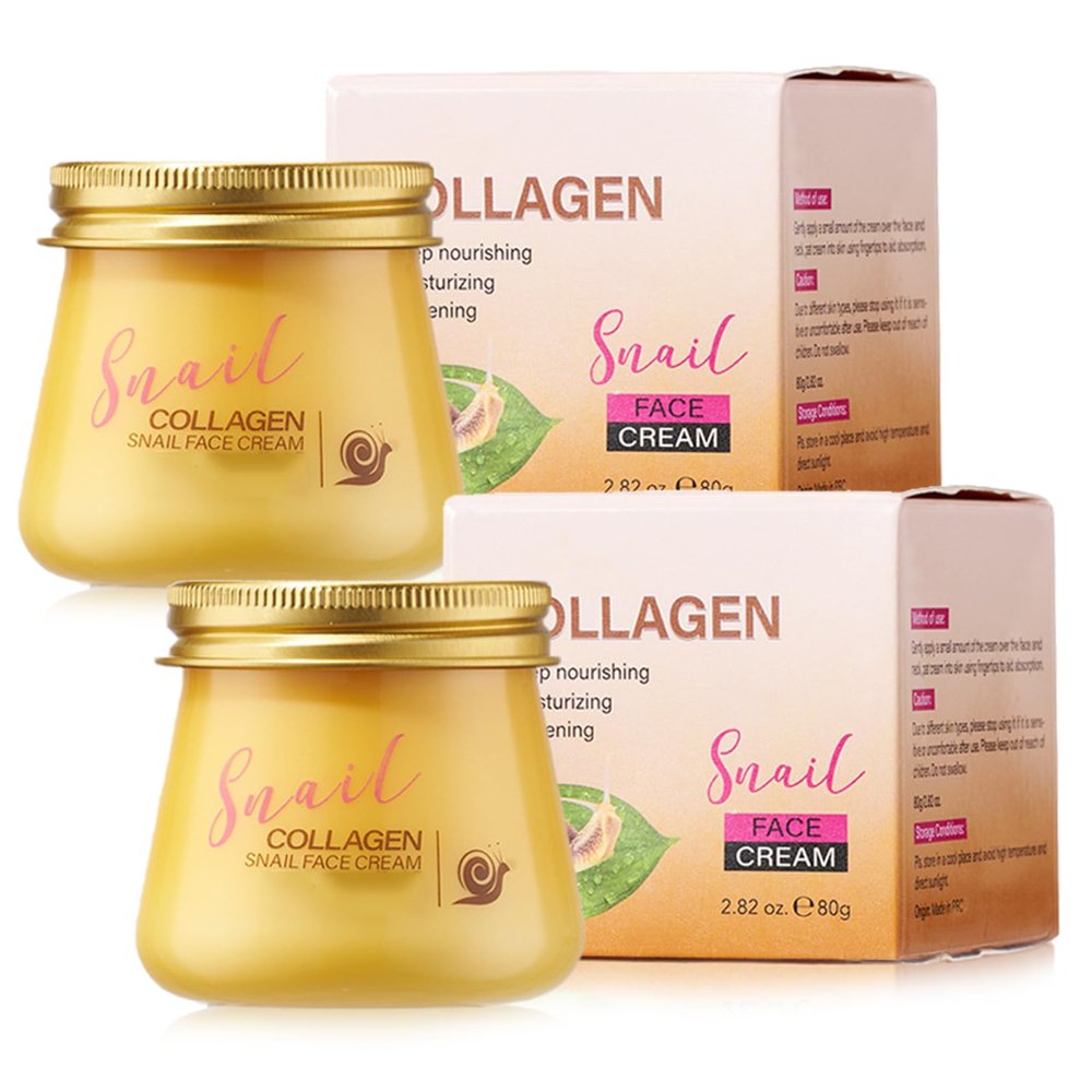 2pcs Snail Collagen Face Cream, Snail Hydrating Anti-Wrinkle and Rejuvenating Cream, Kormesi Snails Repair Creams, Firming & Hydrating Moisturizer Creams for All Skin Types