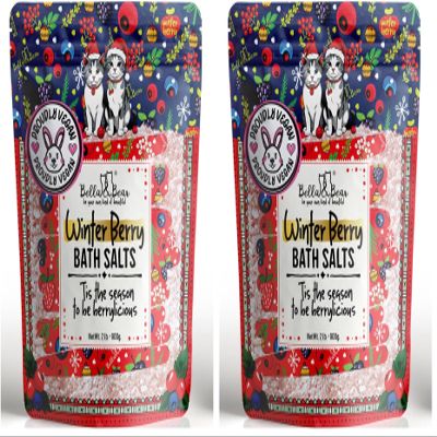Bella & Bear Winter Berry Bath Salts, Cruelty Free Festive Christmas Packaging - Stocking Stuffer Gift (Pack of 2)