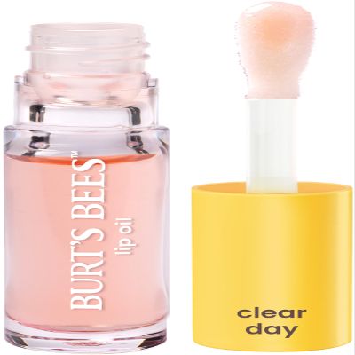 Burt's Bees Lip Oil Clear Day, Instant Hydration, Nourishes and Softens Lips, Tint Free, High Shine Finish, Responsibly Sourced Jojoba Oil, Non Sticky, Wand Applicator, 0.15 Ounce