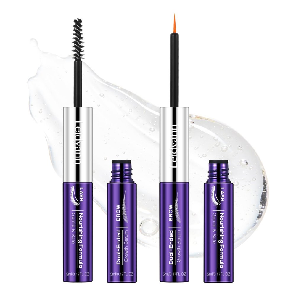2-in-1 Lash and Brow Growth Serum, Dual-Ended Design 5 mL + 5 mL, Biotin and Peptides, Gentle Enhancing Formula that Promotes Thicker, Longer Lashes & Fuller Brows, Vegan and Cruelty-Free, 10 mL