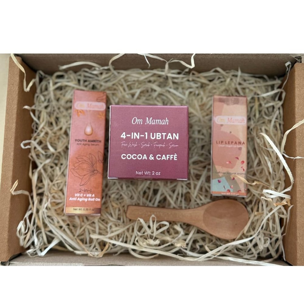 Glow Getter Skincare Essentials Bundle (Cacao+ Cafe), Ubtan + Anti Aging Serum + Lip Balm