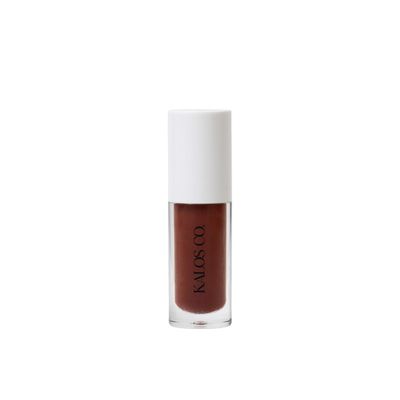 Kalos Co. Tinted Lip Oil with Tallow & Lanolin  Hydrating Balm-Gloss Hybrid with Cherry Seed Oil & Castor Oil  Natural Mineral Pigments, Nourishing Moisture, Non-Sticky Shine (5 Shades) (Mahogany)