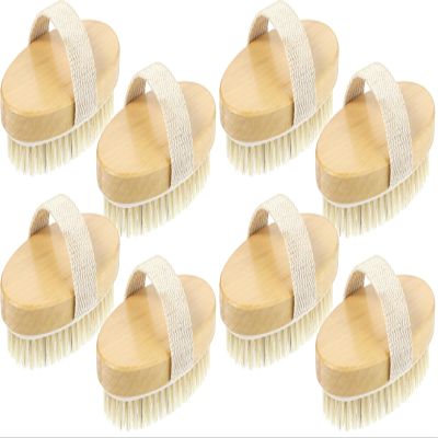 4pcs Dry Brushing Body Brush, Natural Bristle Dry Skin Exfoliating Brush Body Scrub for Flawless Skin, Cellulite Treatment, Lymphatic Drainage and Blood Circulation Improvement (Pack of 2)