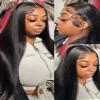 wigs 36 40 Inch 13x6 HD Lace Frontal Wig Human Hair Straight Transparent Lace Front Human Hair Wigs For Women 250 Density Pre Plucked hairpiece(180%,6X4 HD GLUELESS WIG_26INCHES) view 4