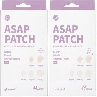 glowiest ASAP Active Spot Alleviating Patch 44 Patches (DUO) 8mm, 10mm, 12mm Spot patches - Premium Hydrocolloid Dressing Dots | Simple & Easy Active Treatment (Pack of 2)