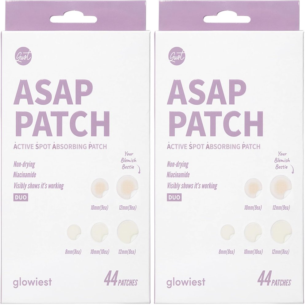 glowiest ASAP Active Spot Alleviating Patch 44 Patches (DUO) 8mm, 10mm, 12mm Spot patches - Premium Hydrocolloid Dressing Dots | Simple & Easy Active Treatment (Pack of 2)