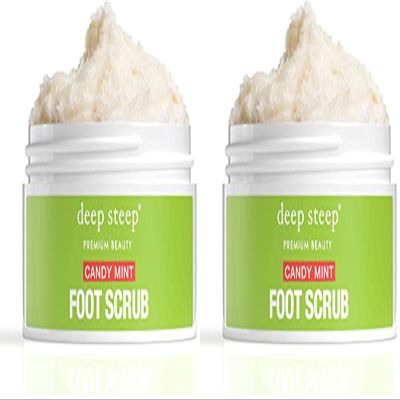 Deep Steep Natural Candy Mint Therapeutic Foot Scrub - 8 Ounce (Pack of 2)
