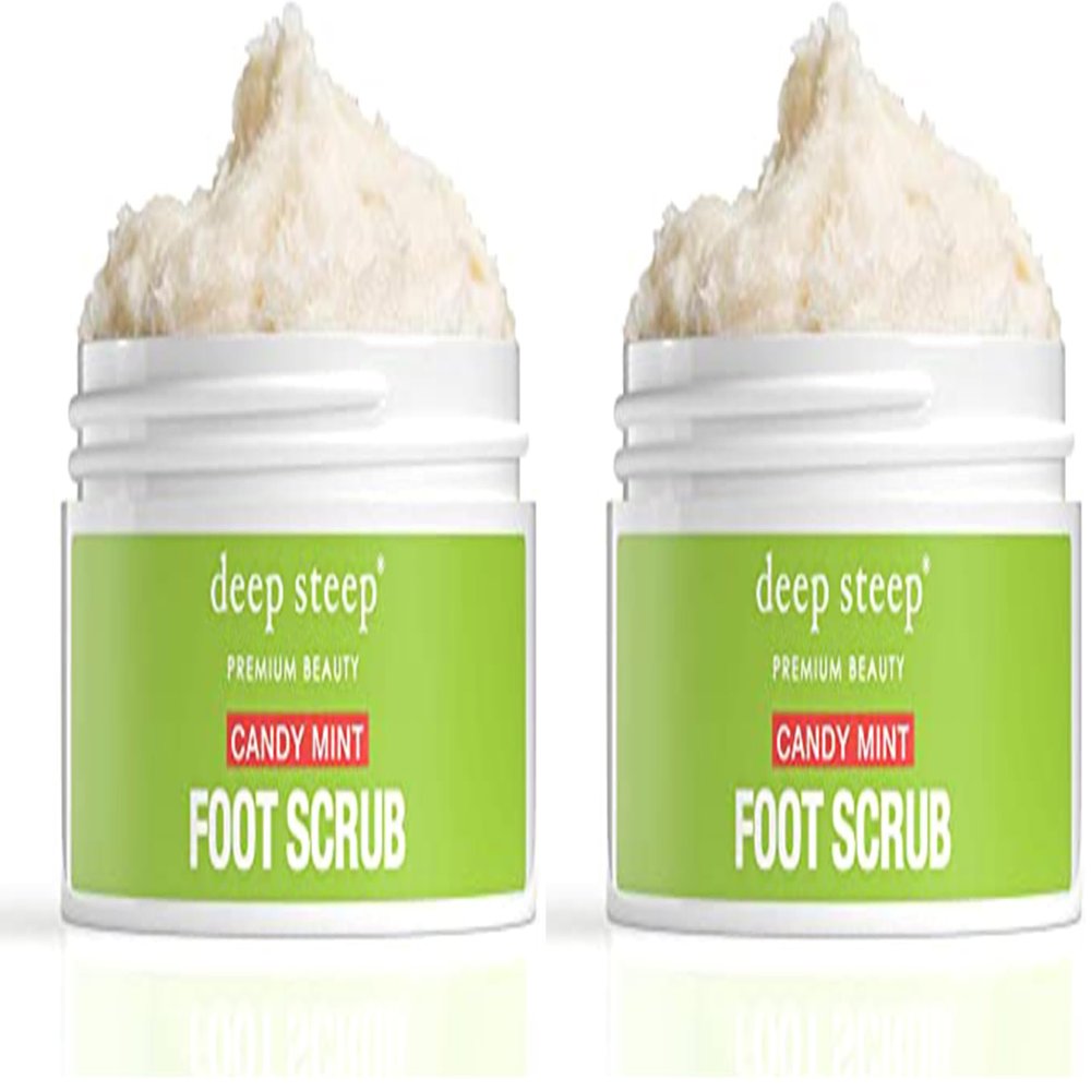 Deep Steep Natural Candy Mint Therapeutic Foot Scrub - 8 Ounce (Pack of 2)