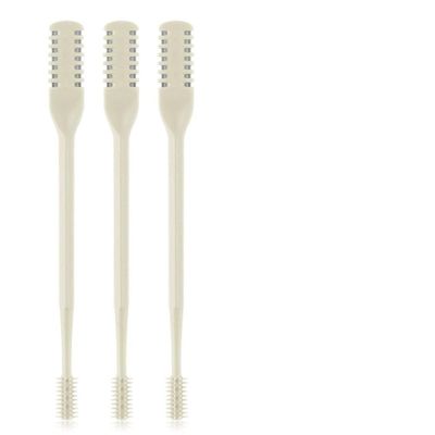 2-in-1 Nasal Hair Cutter for Men and Women, Double-Sided Nose Remover Tool with 360 Rotating Manual Trimmer Ear Pick, Portable Grooming Travel Essentials(Beige,3Pcs)
