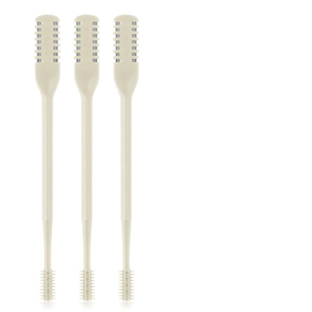 2-in-1 Nasal Hair Cutter for Men and Women, Double-Sided Nose Remover Tool with 360 Rotating Manual Trimmer Ear Pick, Portable Grooming Travel Essentials(Beige,3Pcs)