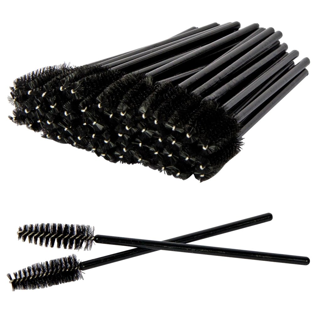 50Pcs Black Disposable Eyelash Mascara Brushes for Eye Lashes Extension Eyebrow and Makeup for Home Beauty Shop and Travel use