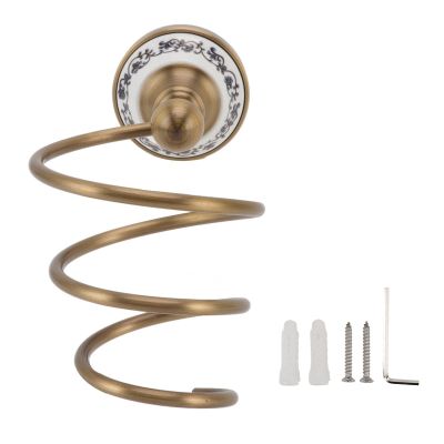 Brass Hair Dryer Holder Antique Retro Wall Mounted, Bathroom Hair Tool Storage Rack, White Finish - Durable Brass Construction, Space Saving Organizer, Ideal for Salon and Home U