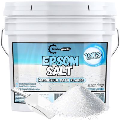 TradeGrade Epsom Salt Pure Magnesium Sulfate for Soaking & Relaxation Muscle Recovery, Wellness & Stress Relief Includes Bucket with Scoop (1 Gallon)