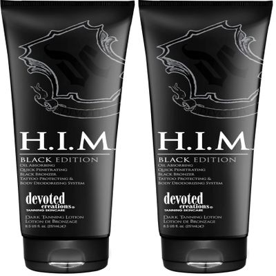 Devoted Creations H.I.M. Black Edition, Oil Absorbing Quick Penetrating Black Tan Lotion Bronzer, 8.5 oz. (Pack of 2)