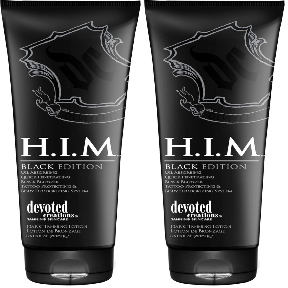 Devoted Creations H.I.M. Black Edition, Oil Absorbing Quick Penetrating Black Tan Lotion Bronzer, 8.5 oz. (Pack of 2)