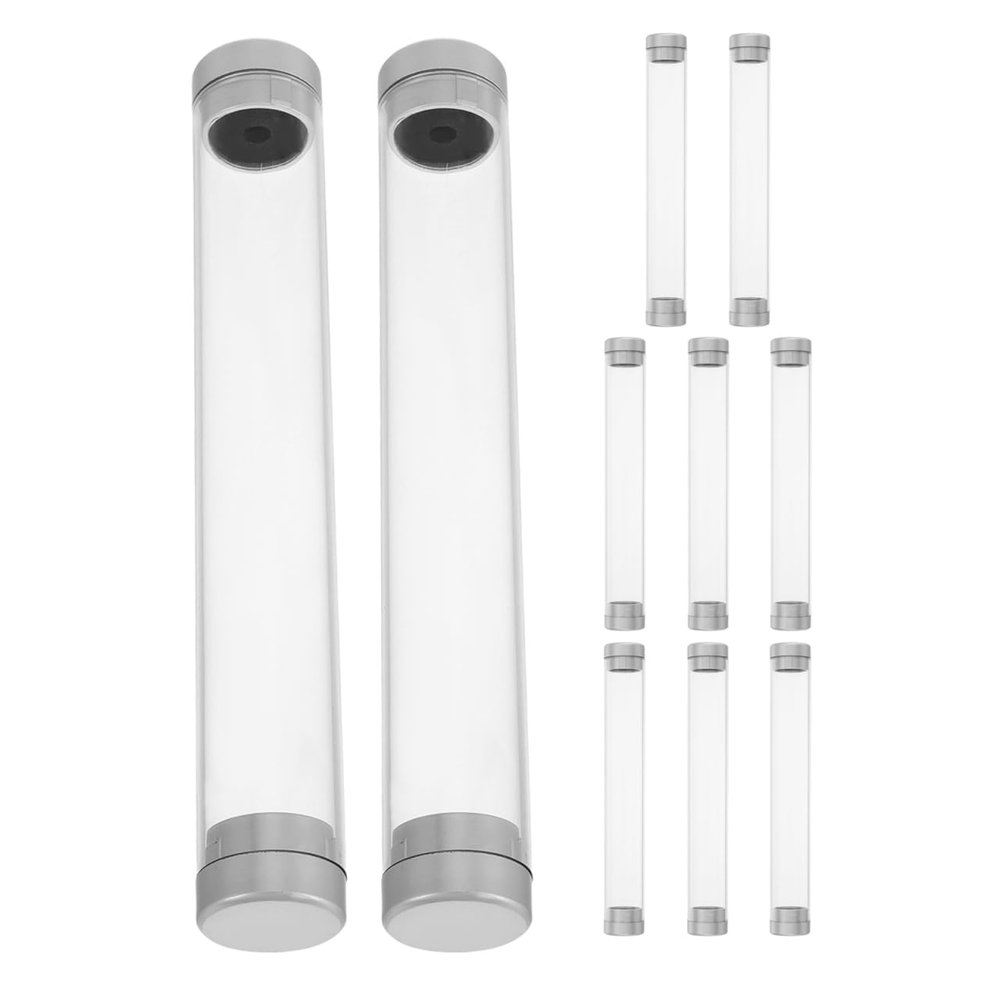 Ipetboom Transparent Eyelash Tweezers Case, 10Pcs Portable Cylindrical Storage Tube with Cap for Single Tool Protection and Eyelash Extension Holder Organizer